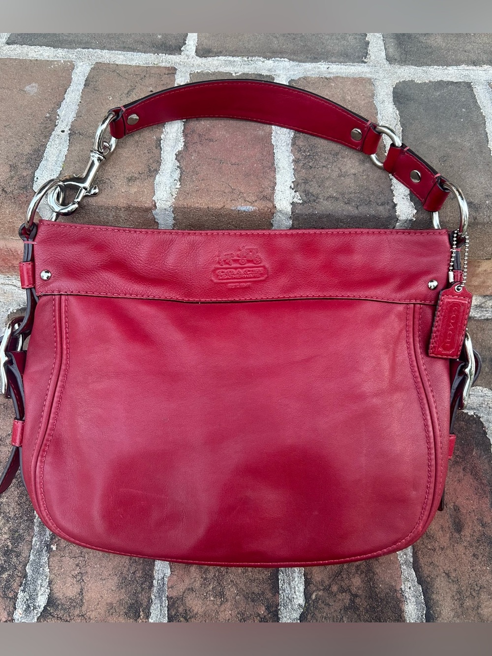 Coach y2k Red Leather Zoe Shoulder Hobo Bag Purse
